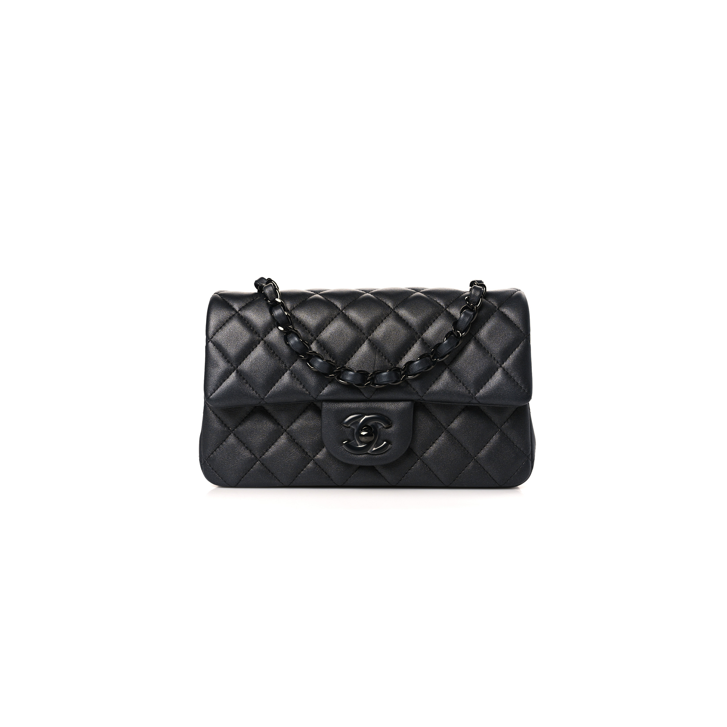 Ch*el master lambskin quilted mini rectangular flap so black 1312602 (20*12*6cm)